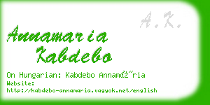 annamaria kabdebo business card